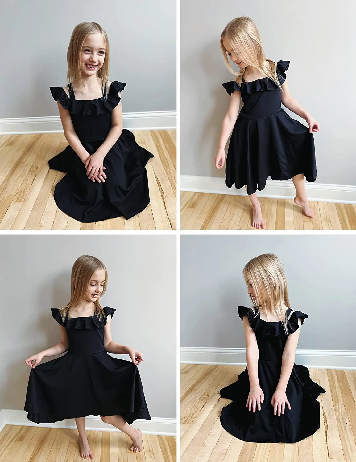 Arshiner Girls Dress Off Shoulder Flutter Sleeve Midi Swing Dresses