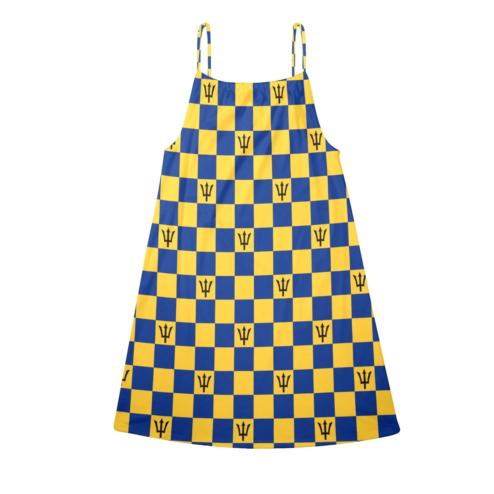 bar trident dress Drawstring Neck Sleeveless Dress (Model D68)
