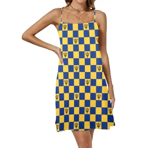 bar trident dress Drawstring Neck Sleeveless Dress (Model D68)