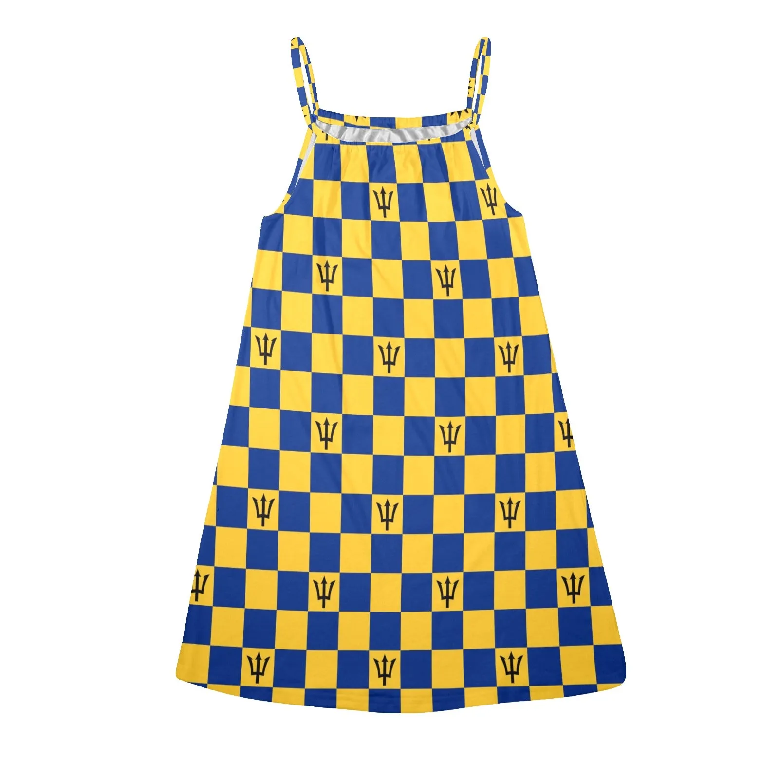 bar trident dress Drawstring Neck Sleeveless Dress (Model D68)