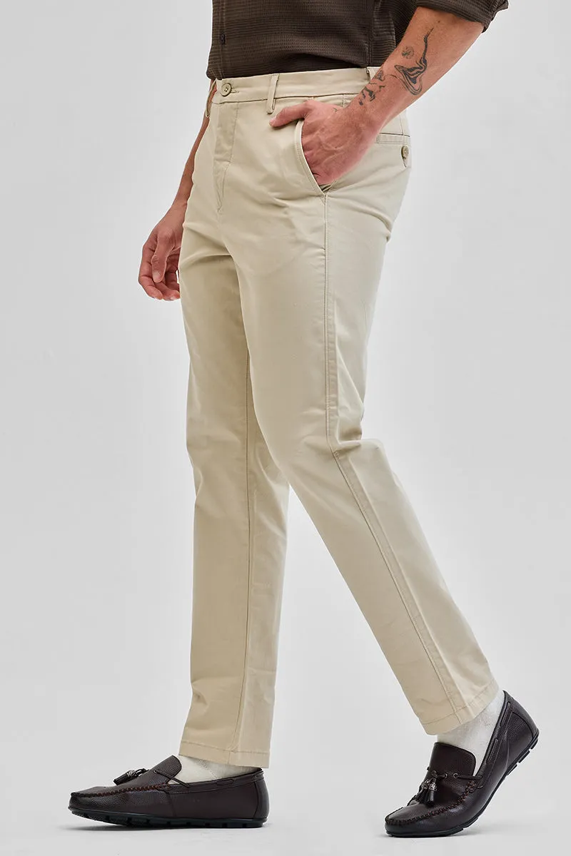 Beige Slim Fit Trousers