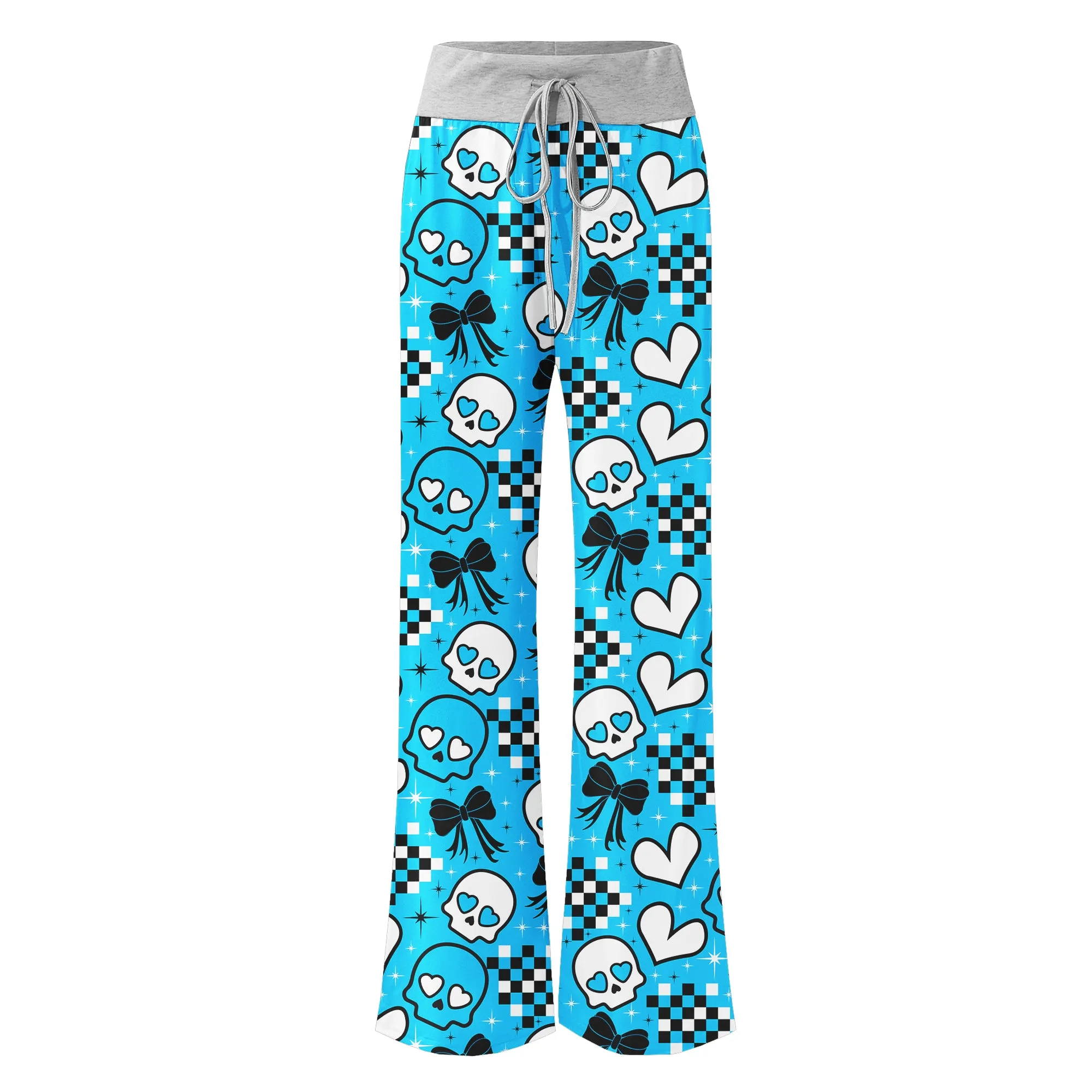 Blue Skull Love Women's High-waisted Wide Leg Pants