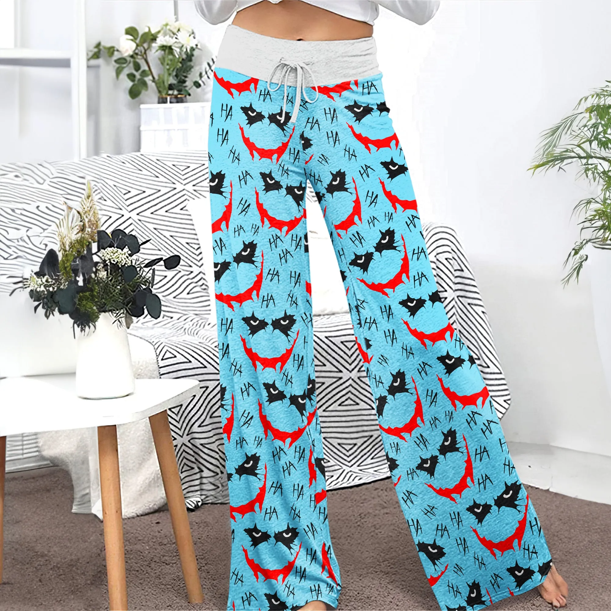 Blue Smile Horror Women's High-waisted Wide Leg Pants