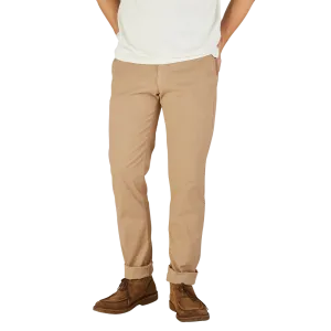 Camel Beige Cotton Stretch Chinos