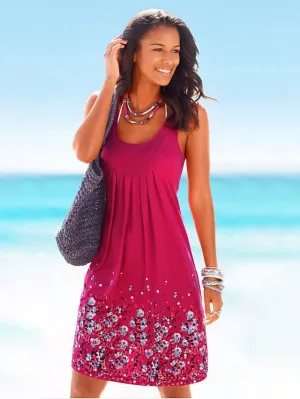 Casual Dress T Shirt Dress Tee Dress Sundress Midi Dress Sleeveless Floral Print Summer Spring Crew Neck Mature Outdoor Daily Weekend Regular Fit  S M L XL XXL XXXL 4XL 5XL for Women