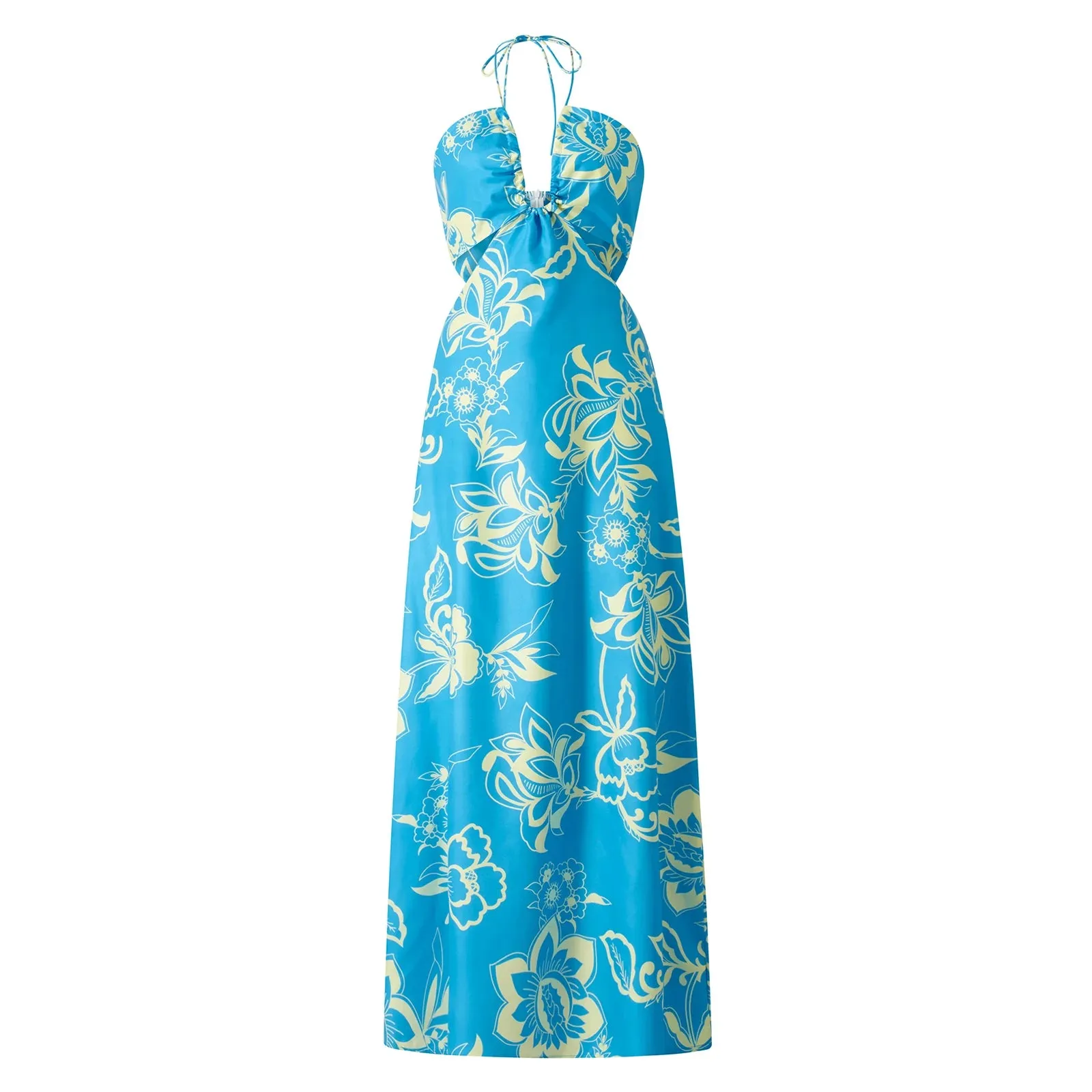 Combhasaki Women's Sexy Halter Waist Cutout A-Line Dress