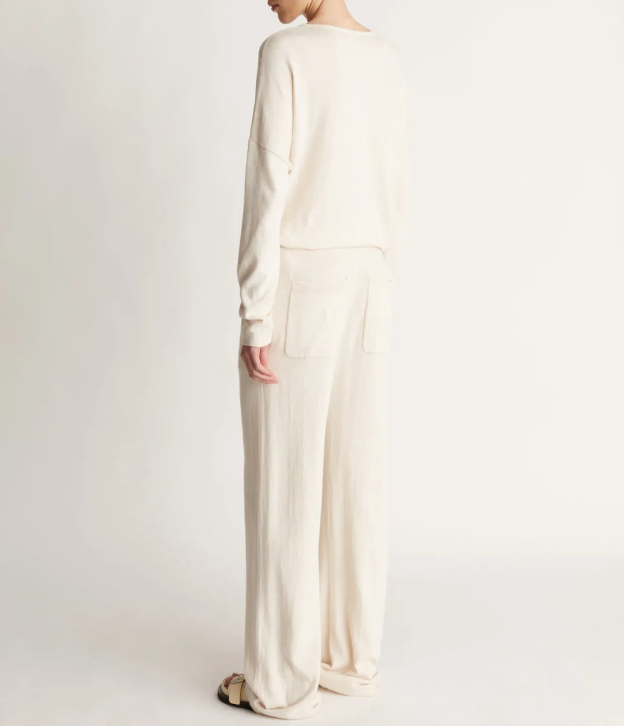 Cotton Cashmere Wide Leg Pant Oat Neutral