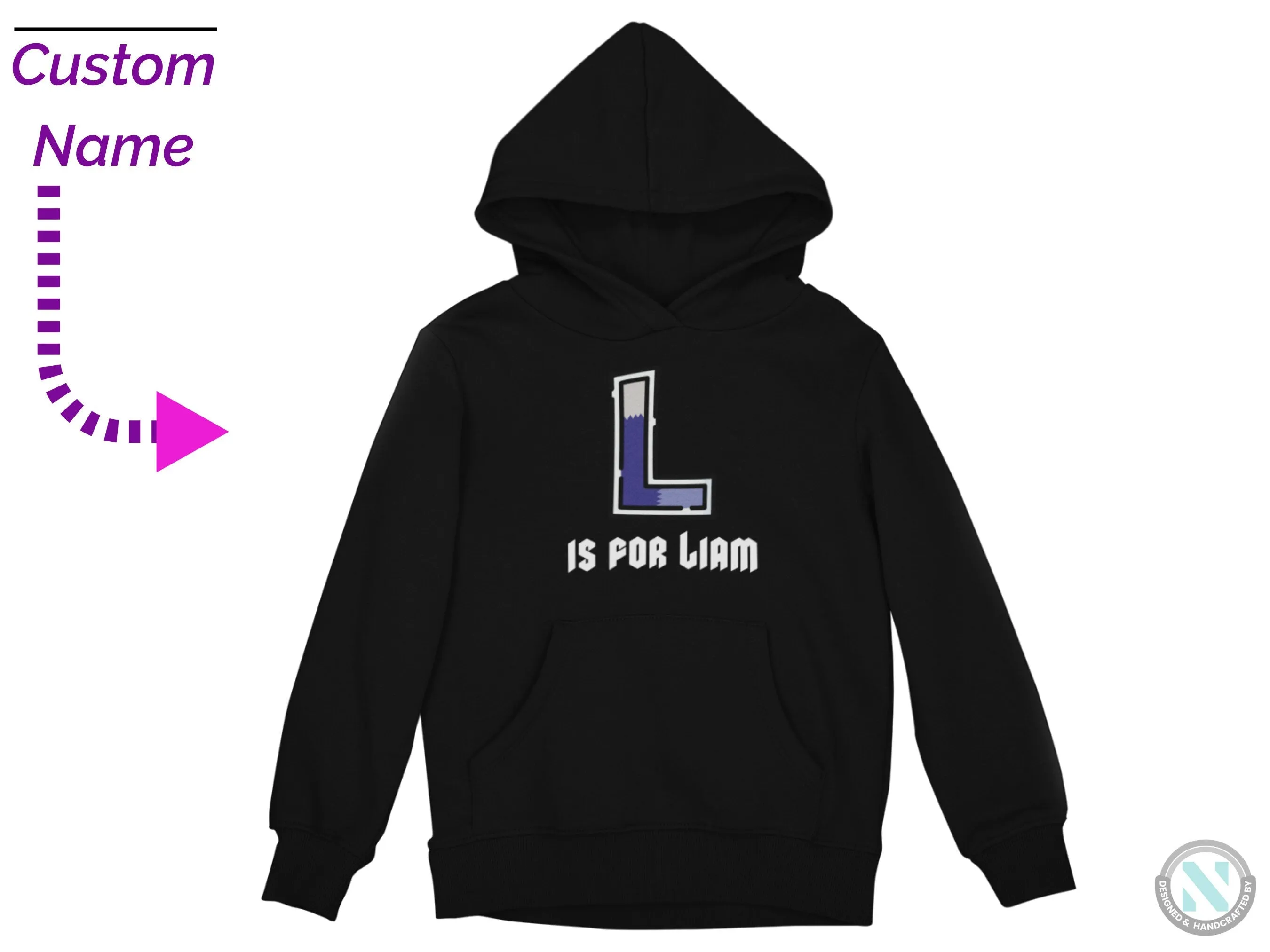 Custom Name Autumn Hoodie with Initial L for Toddler Boys Gift