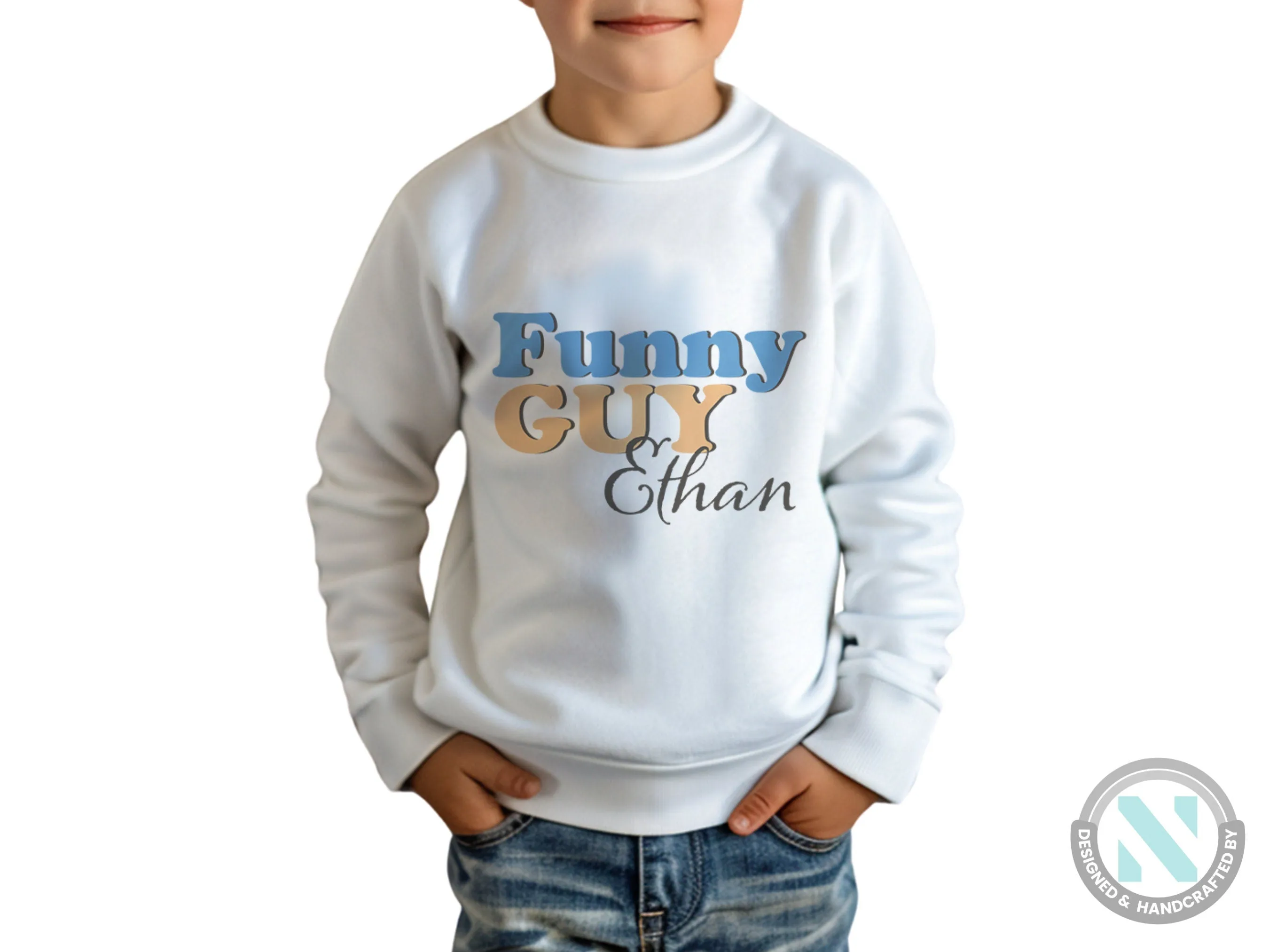 Custom Name Long Sleeve Toddler Boys Sweatshirt Gift Funny Guy Text