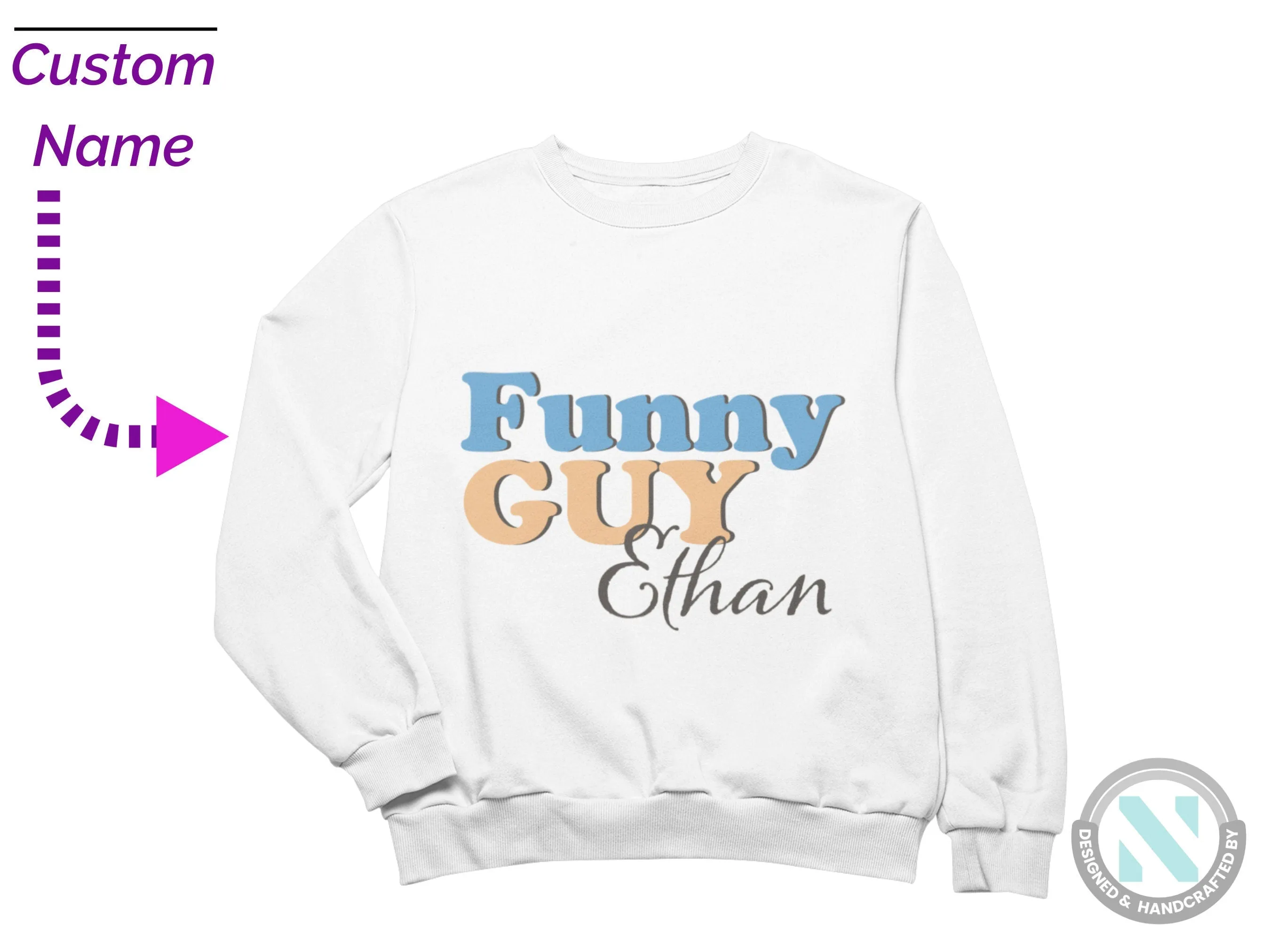 Custom Name Long Sleeve Toddler Boys Sweatshirt Gift Funny Guy Text