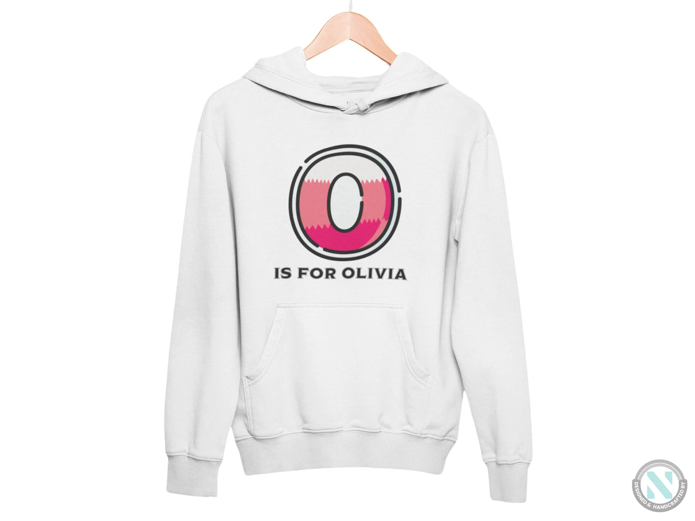 Custom your Name and Initial O on Long Sleeve Hoodie for Birthday & Christmas