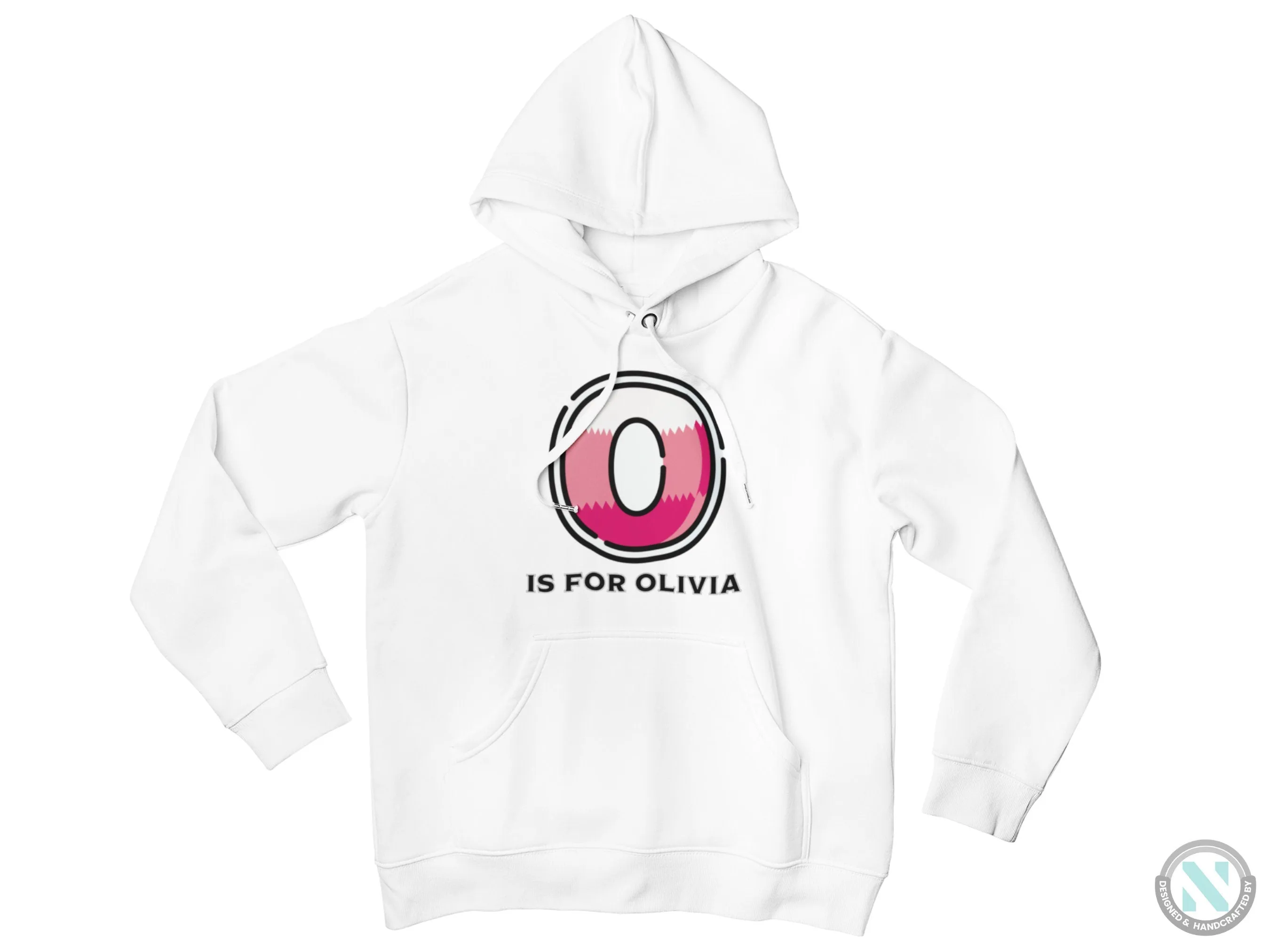 Custom your Name and Initial O on Long Sleeve Hoodie for Birthday & Christmas