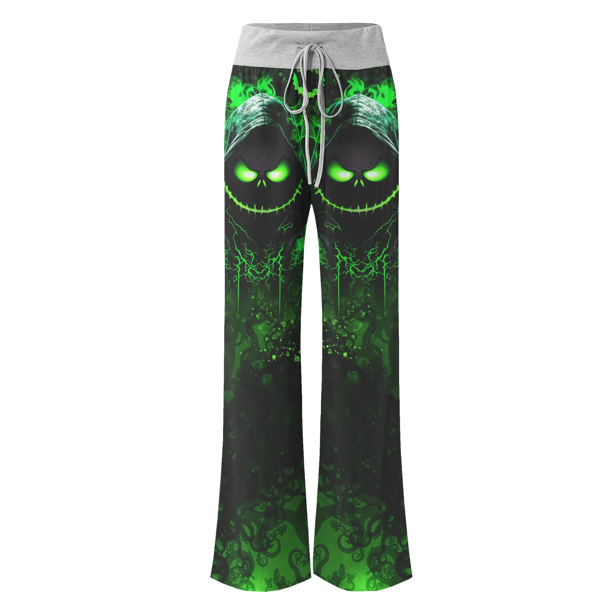 Dark Green Nightmare Theme Women's High-waisted Wide Leg Pants