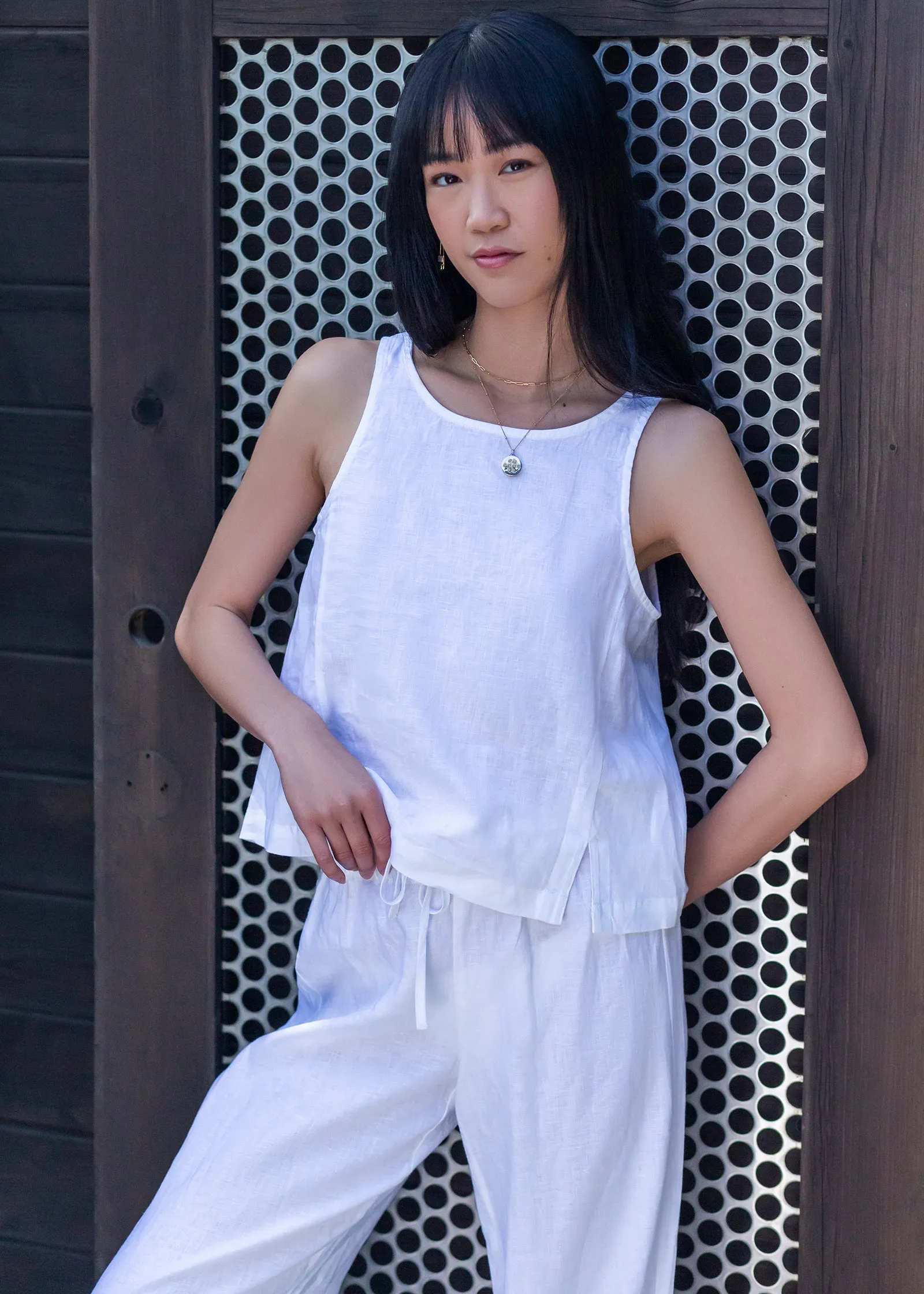 GIA Linen Button Back Tank, 2 Colors