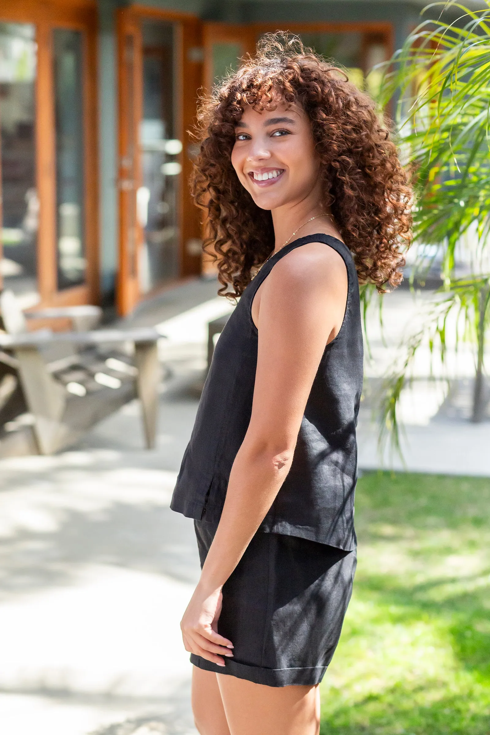 GIA Linen Button Back Tank, 2 Colors