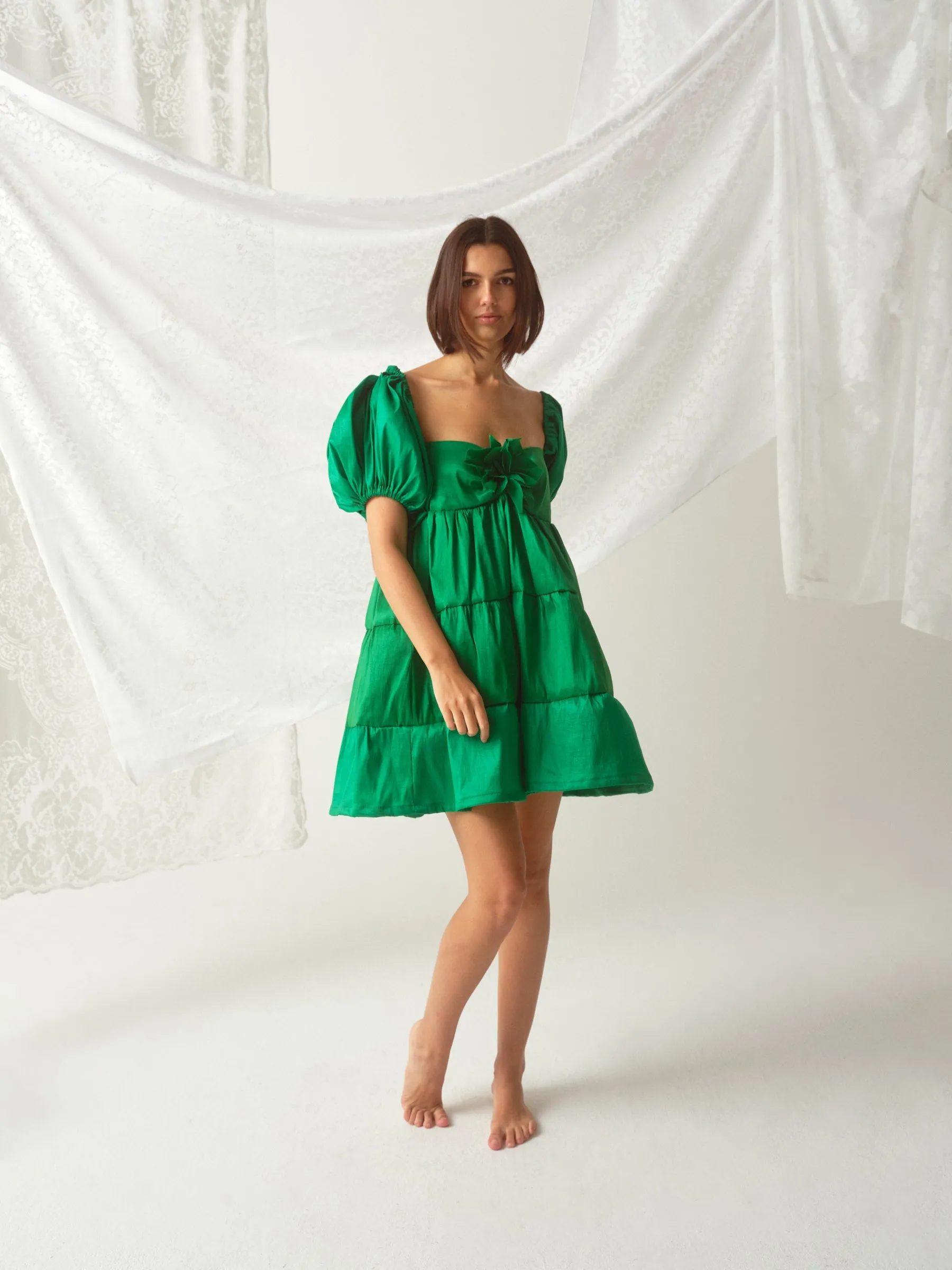 Handsewn Floral Embellished Lauren Dress by Madeline Marie