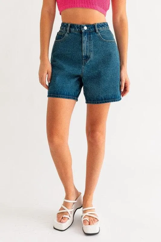 LE LIS Mid Length Denim Shorts