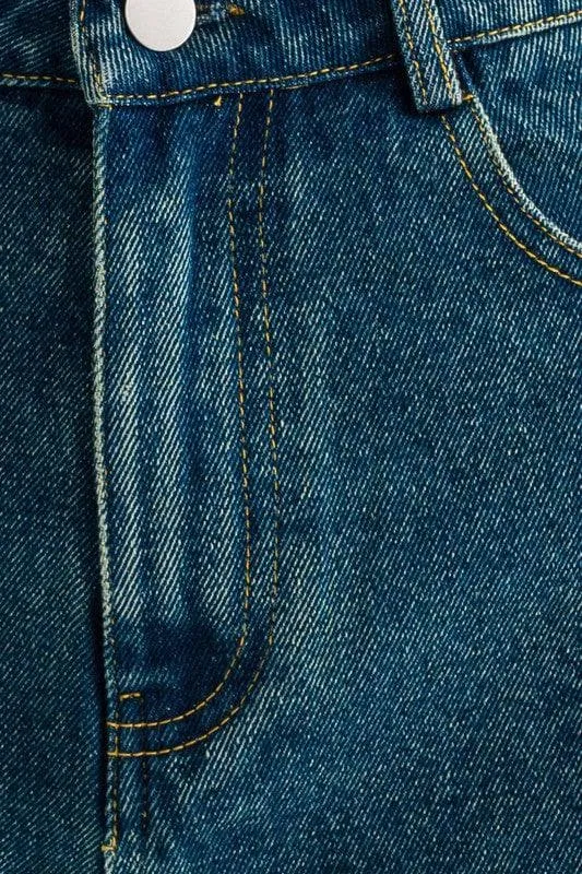 LE LIS Mid Length Denim Shorts
