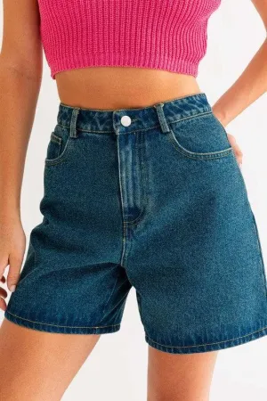 LE LIS Mid Length Denim Shorts