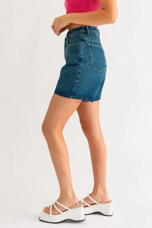 LE LIS Mid Length Denim Shorts