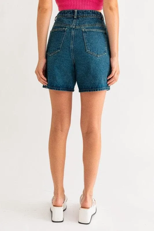 LE LIS Mid Length Denim Shorts