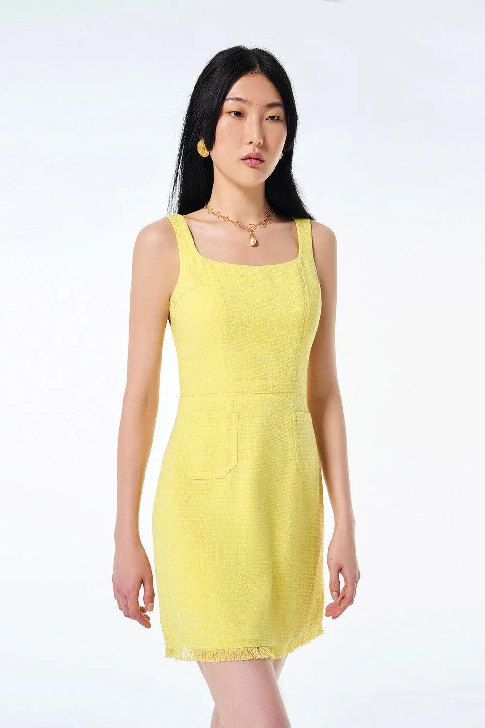 Lilia A-line Strappy Tweed Mini Dress