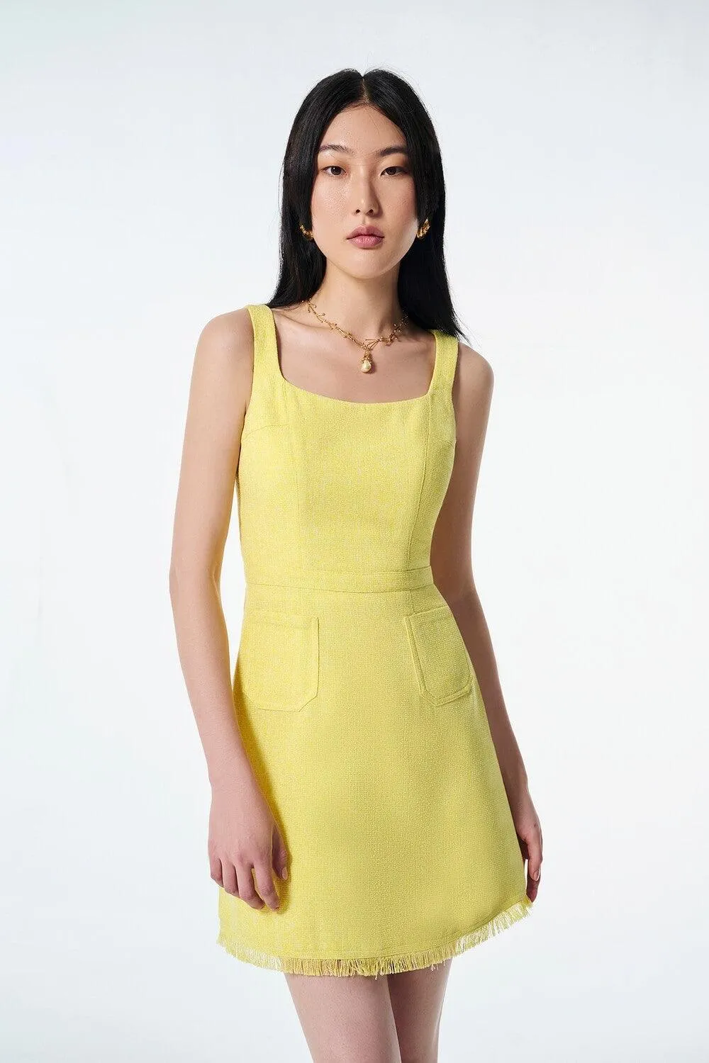 Lilia A-line Strappy Tweed Mini Dress