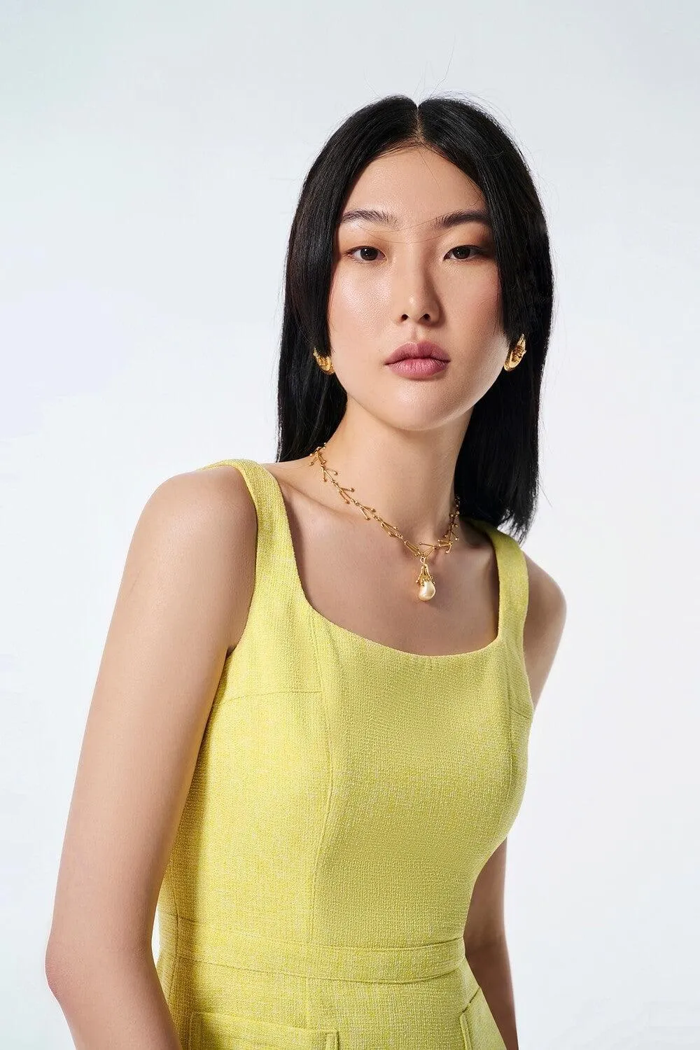 Lilia A-line Strappy Tweed Mini Dress