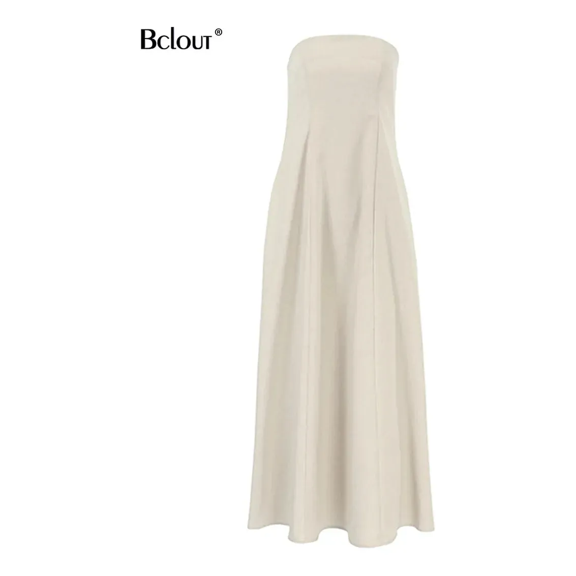 Linen A-Line Women's Strapless Maxi Summer Dress