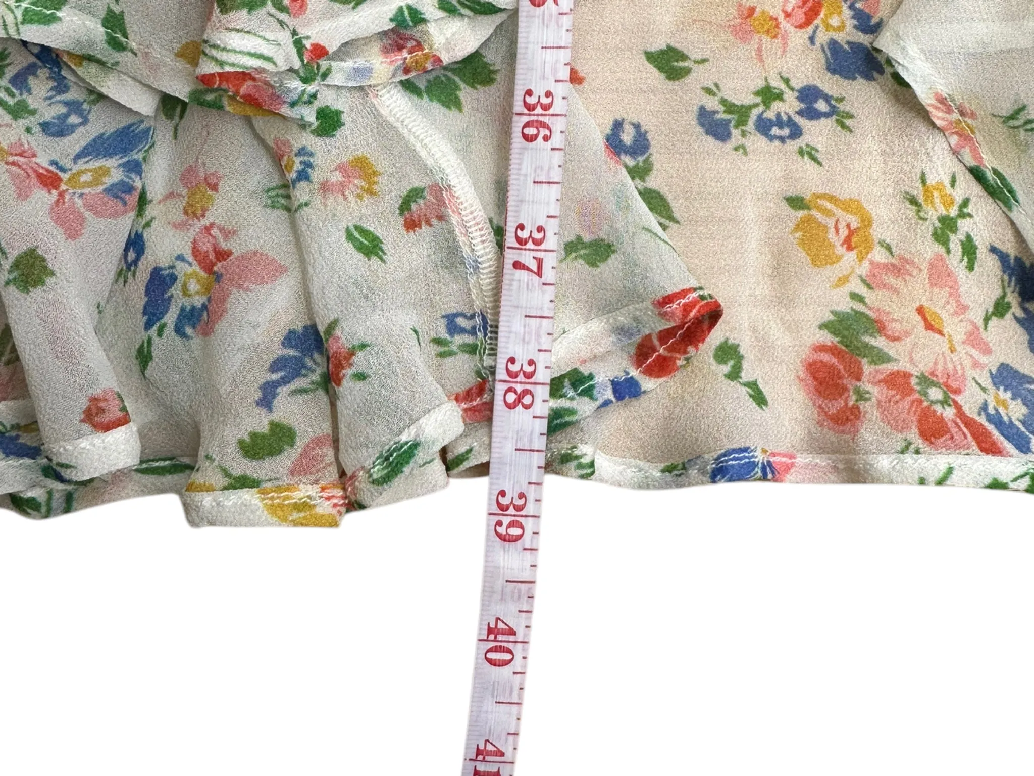LOVE SHACK FANCY 100% Silk Sage Floral Ruffle Midi Dress Size S
