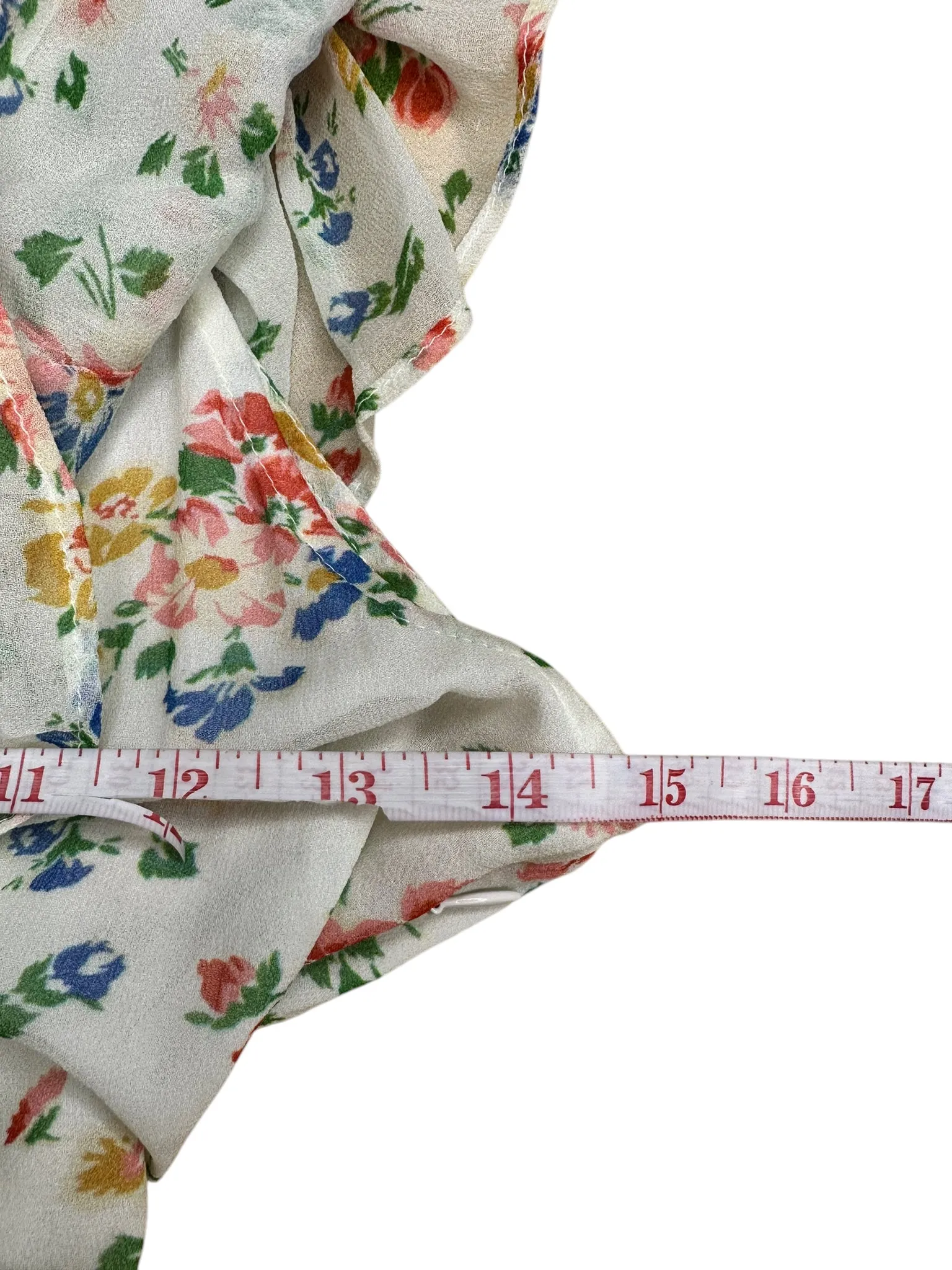 LOVE SHACK FANCY 100% Silk Sage Floral Ruffle Midi Dress Size S