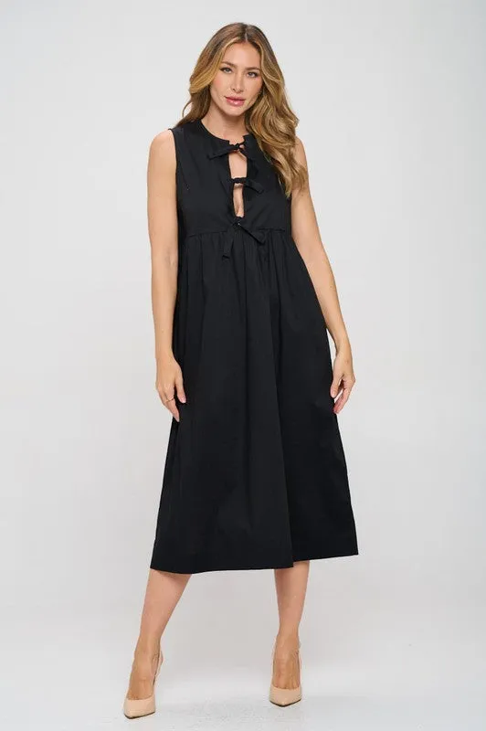 Luxe Liberty Black Sleeveless Midi Dress