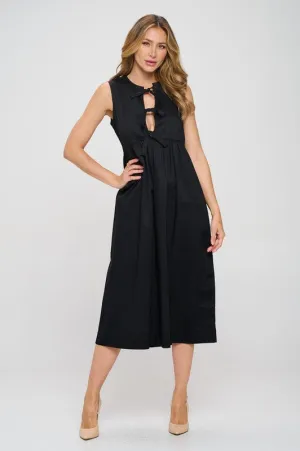 Luxe Liberty Black Sleeveless Midi Dress