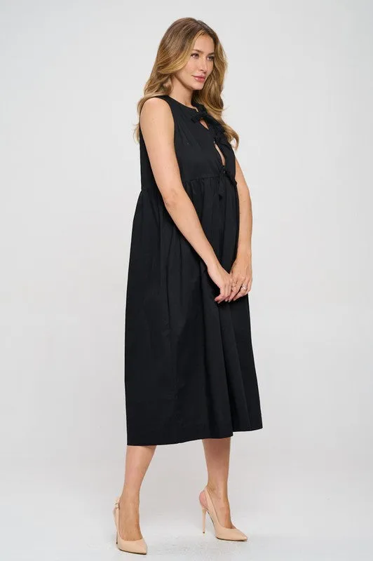 Luxe Liberty Black Sleeveless Midi Dress