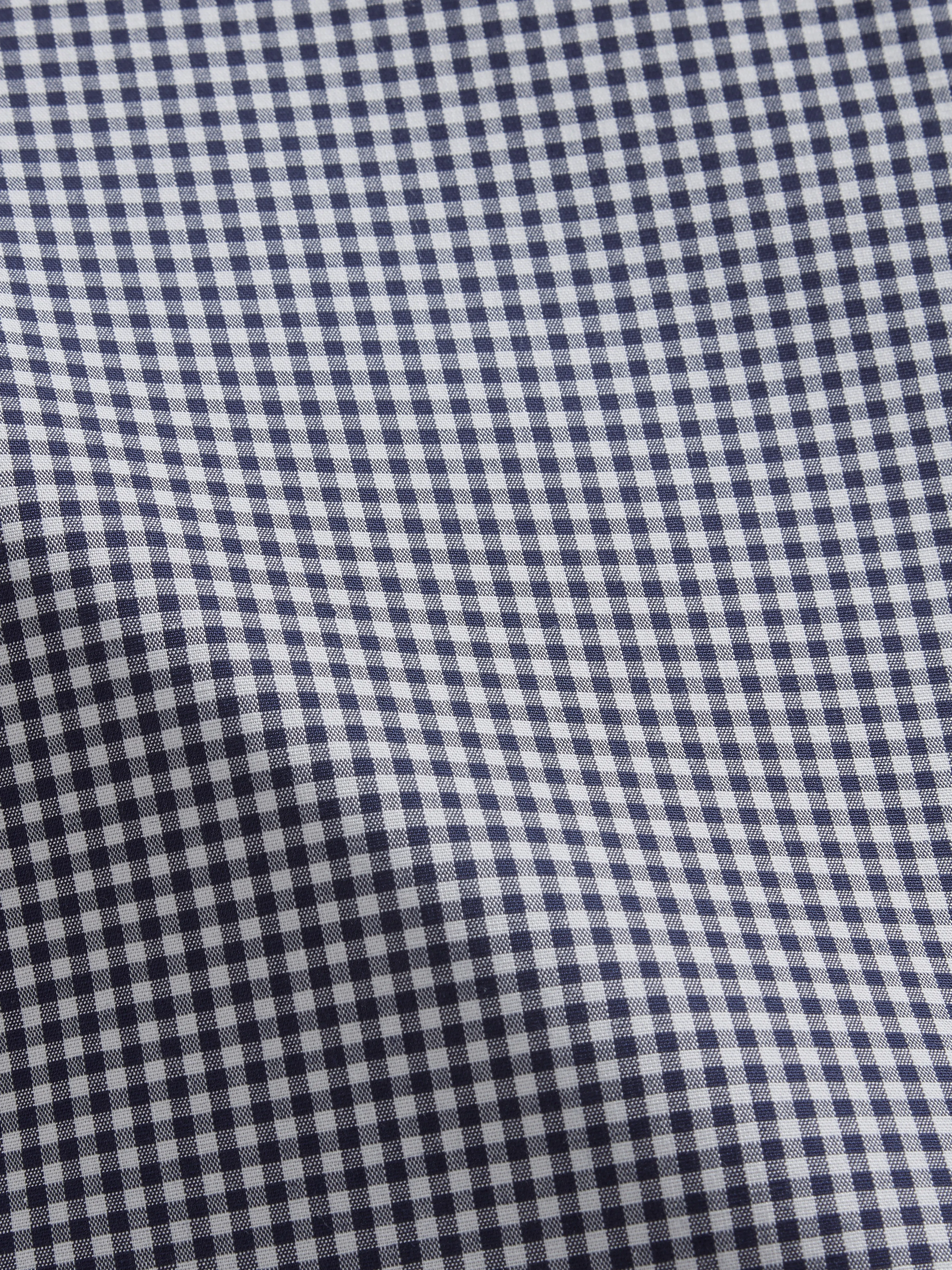 Max Performance Navy Gingham Single Cuff Classic Collar Shirt - Slim
