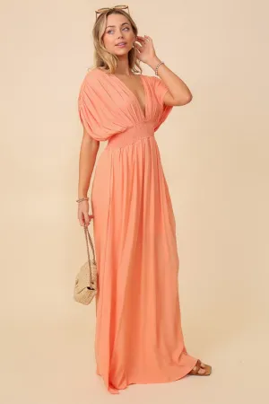Melon Summer Spring Vacation Maxi Sundress Lined