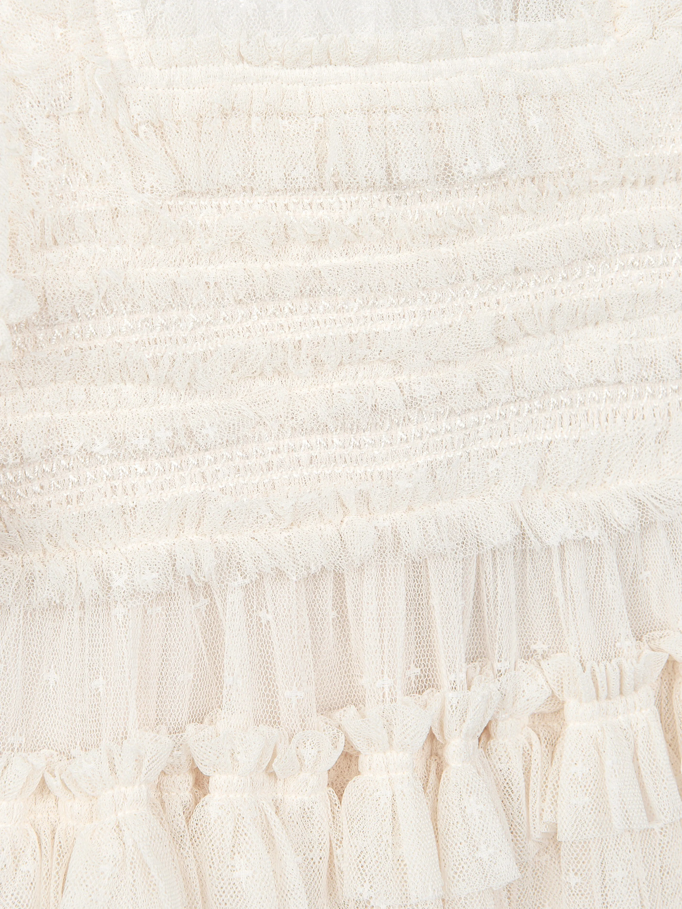 Needle & Thread Girls Peaches Smocked Dress in Cream