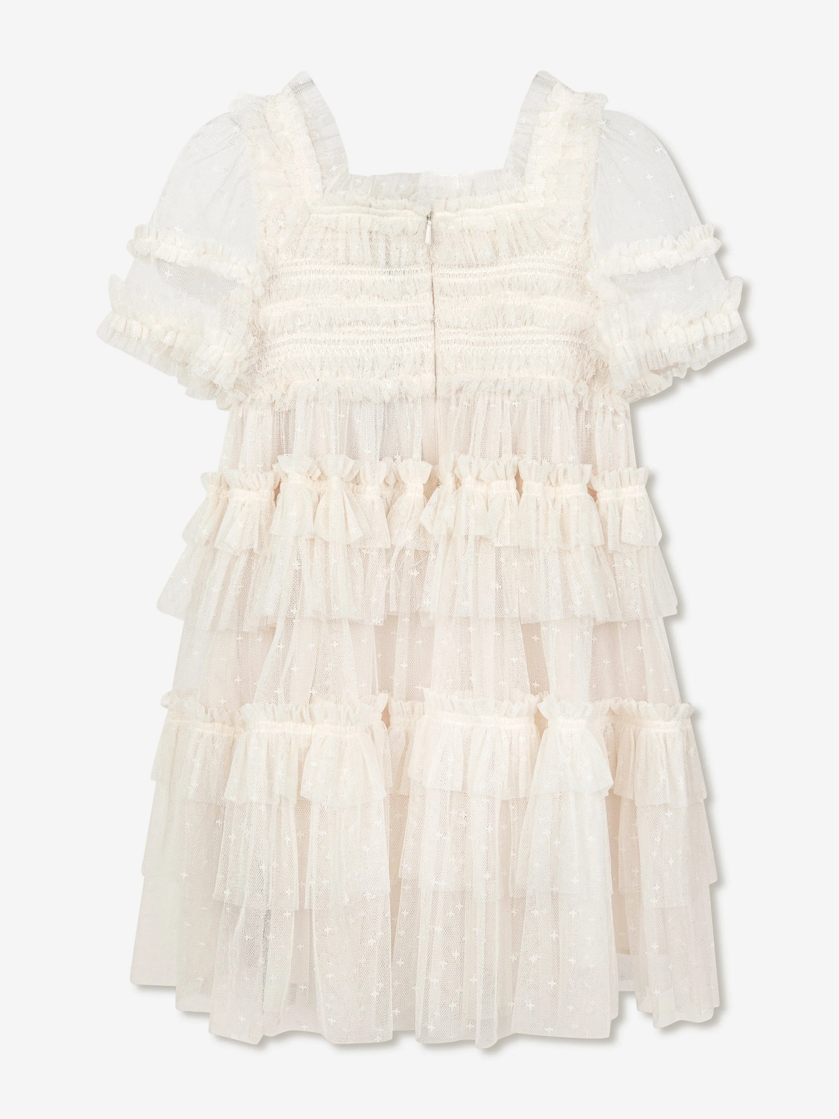 Needle & Thread Girls Peaches Smocked Dress in Cream