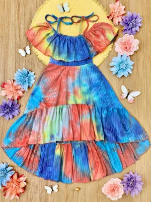 Peace, Love And Tie-dye Cold Shoulder Maxi Sundress
