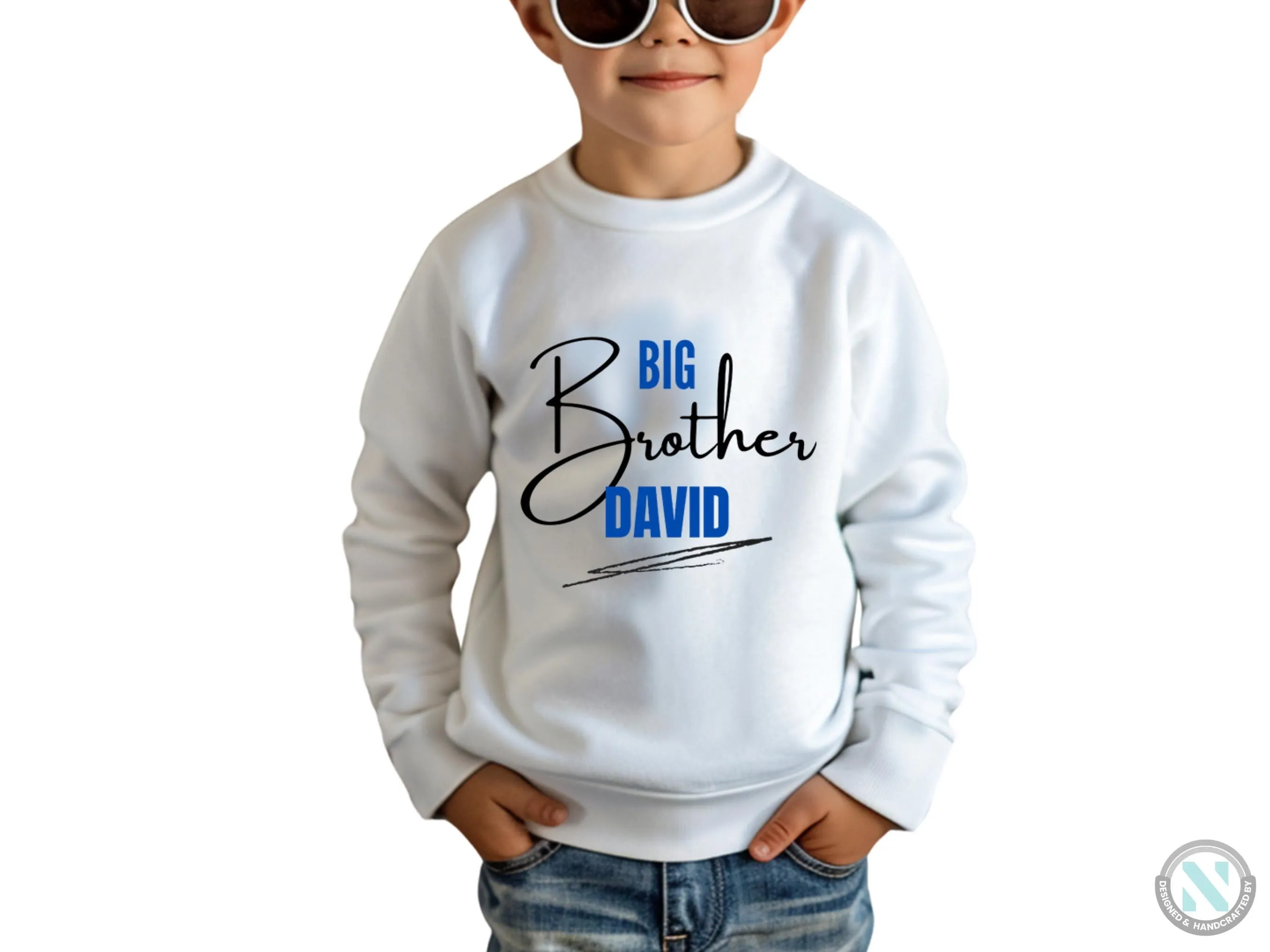 Personalized Long Sleeve Sweatshirt for Toddler Boys, 'Big Brother' Text