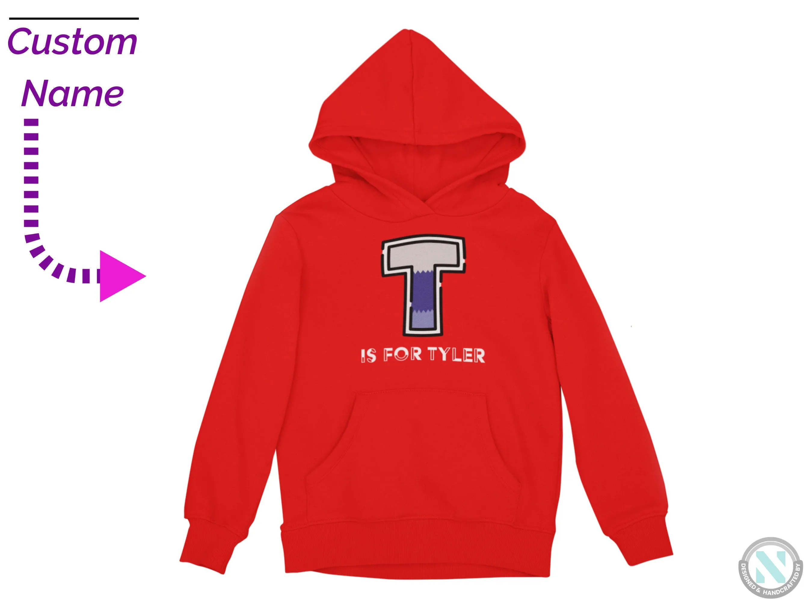 Personalized Your Initial T on Autumn Hoodie for Toddler Boys for Birthday