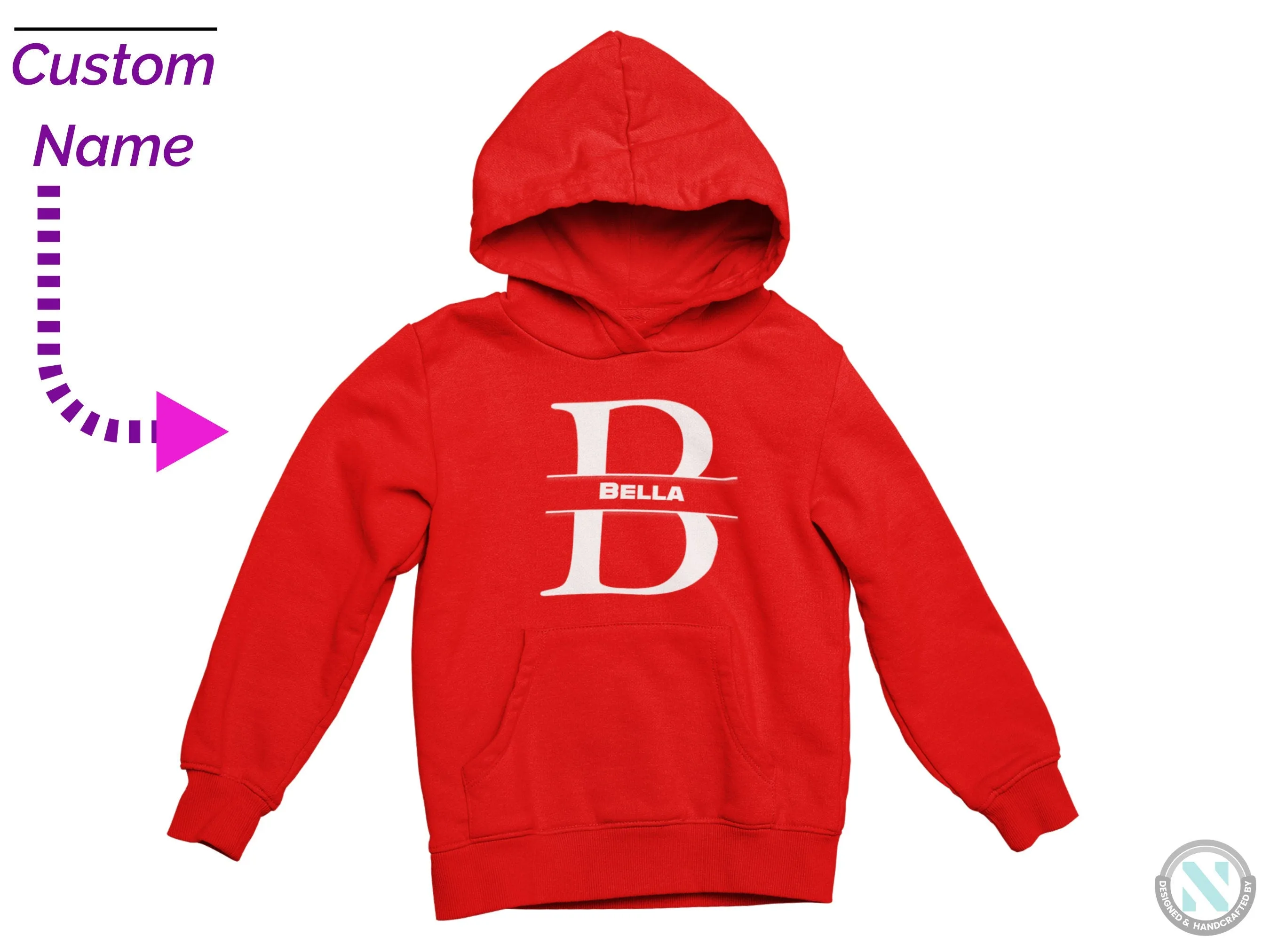 Personalized your Initials B On Hoodie, Ideal Girls Gift for Birthday & Christmas