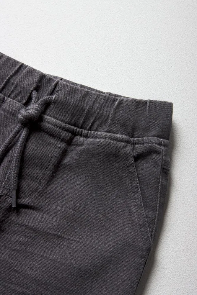 Pull On Denim Shorts Dark Grey