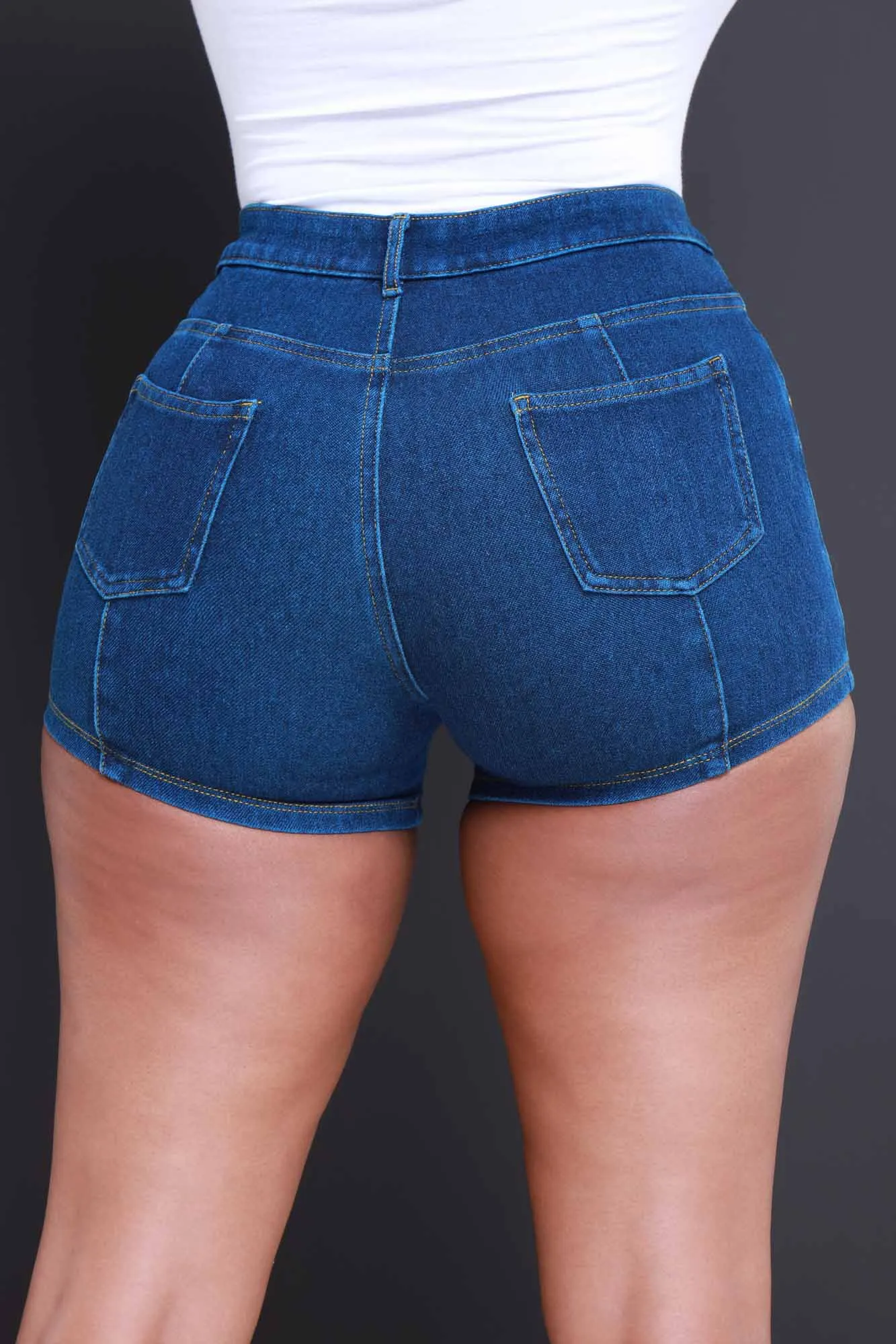 Quit Staring High Rise Denim Shorts - Dark Wash