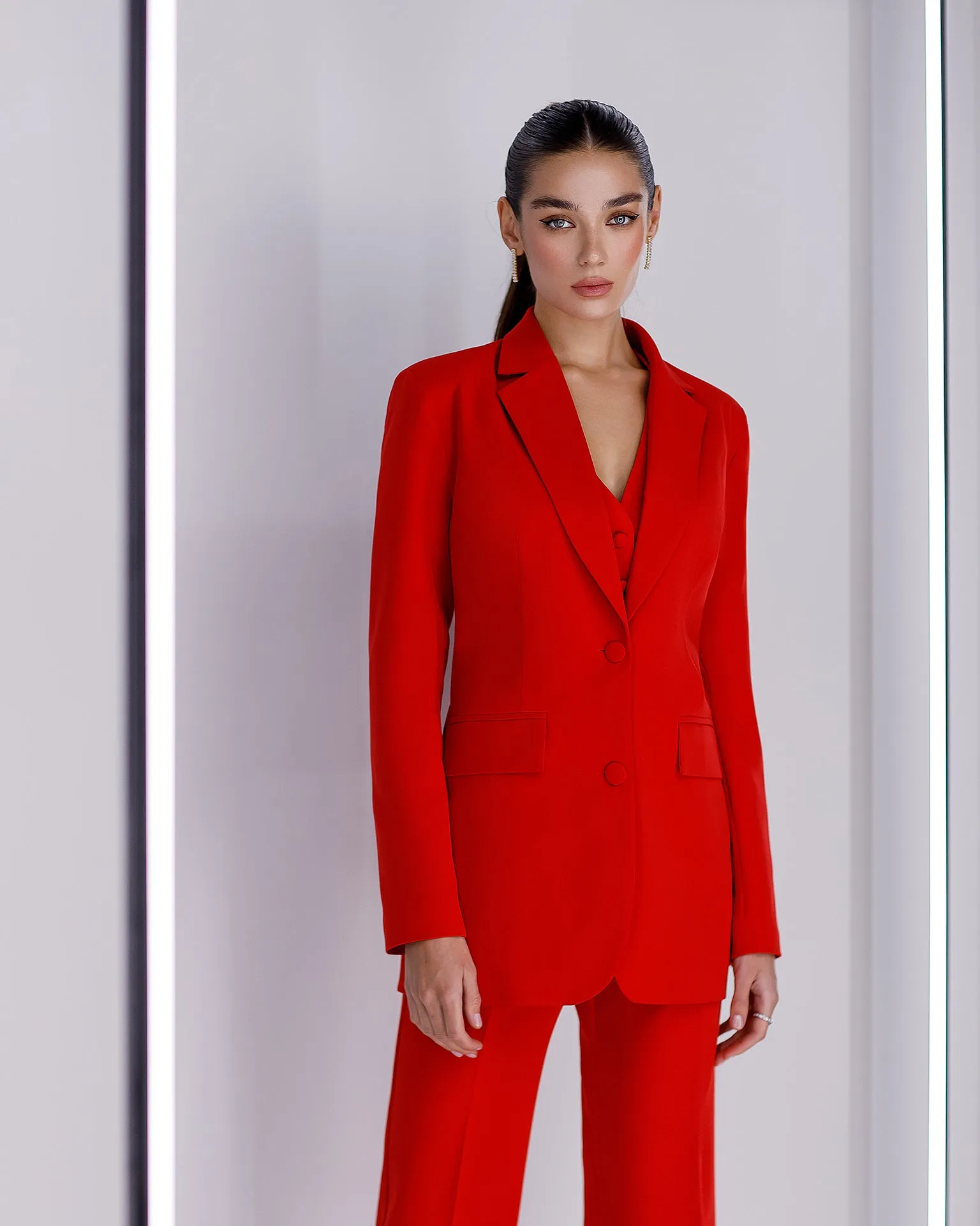 Red Regular-Fit 3-Piece Suit