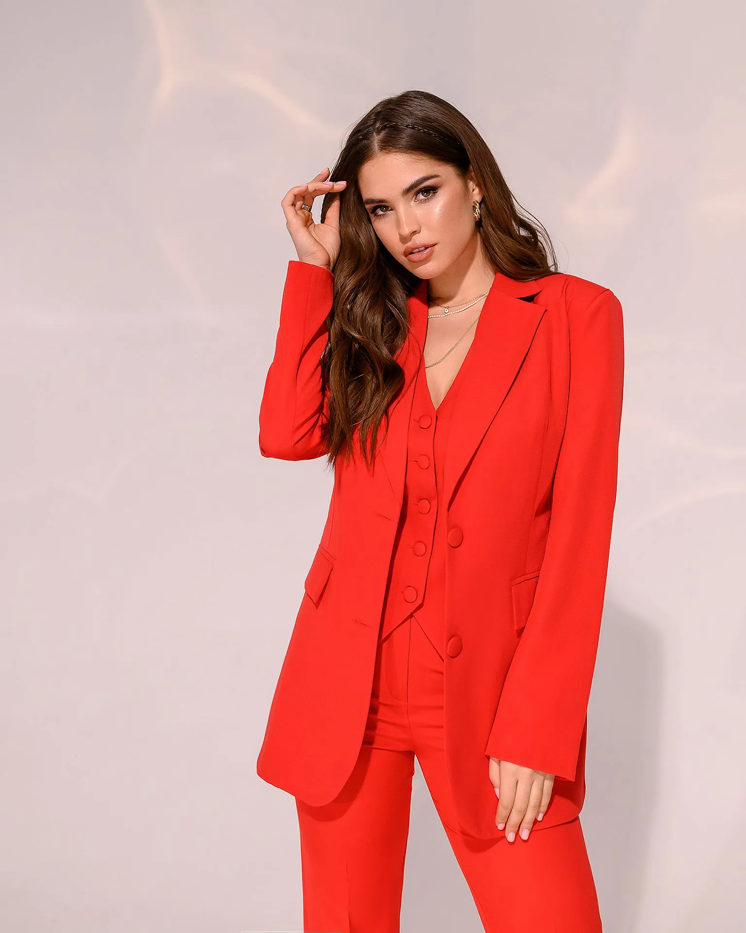 Red Regular-Fit 3-Piece Suit