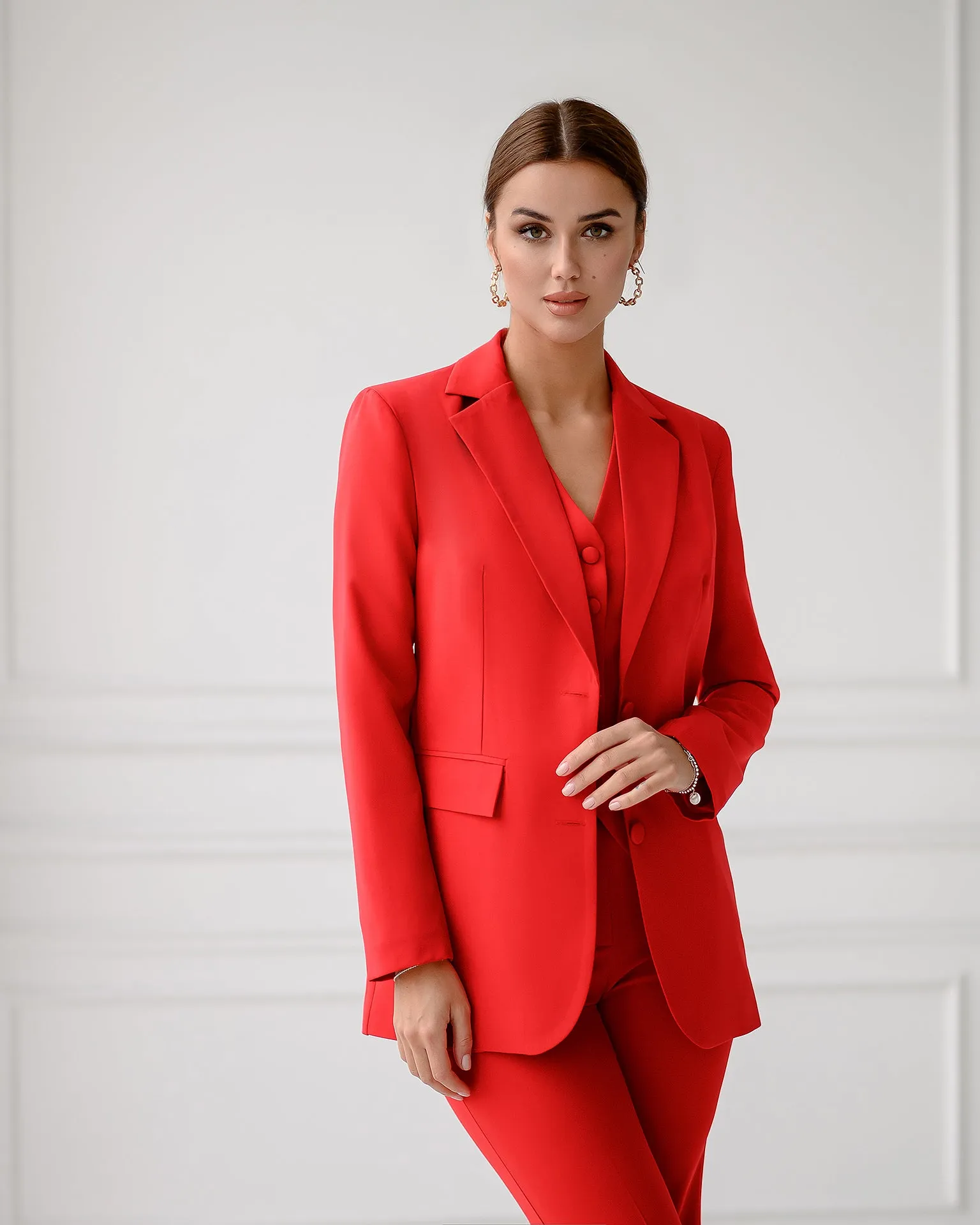 Red Regular-Fit 3-Piece Suit