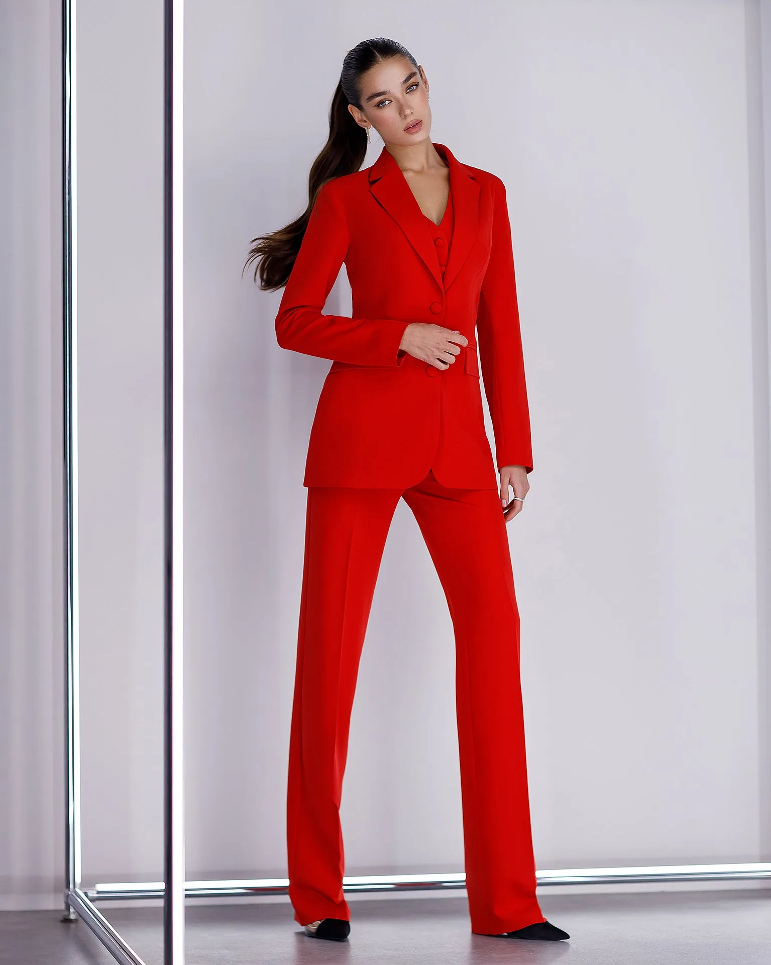 Red Regular-Fit 3-Piece Suit