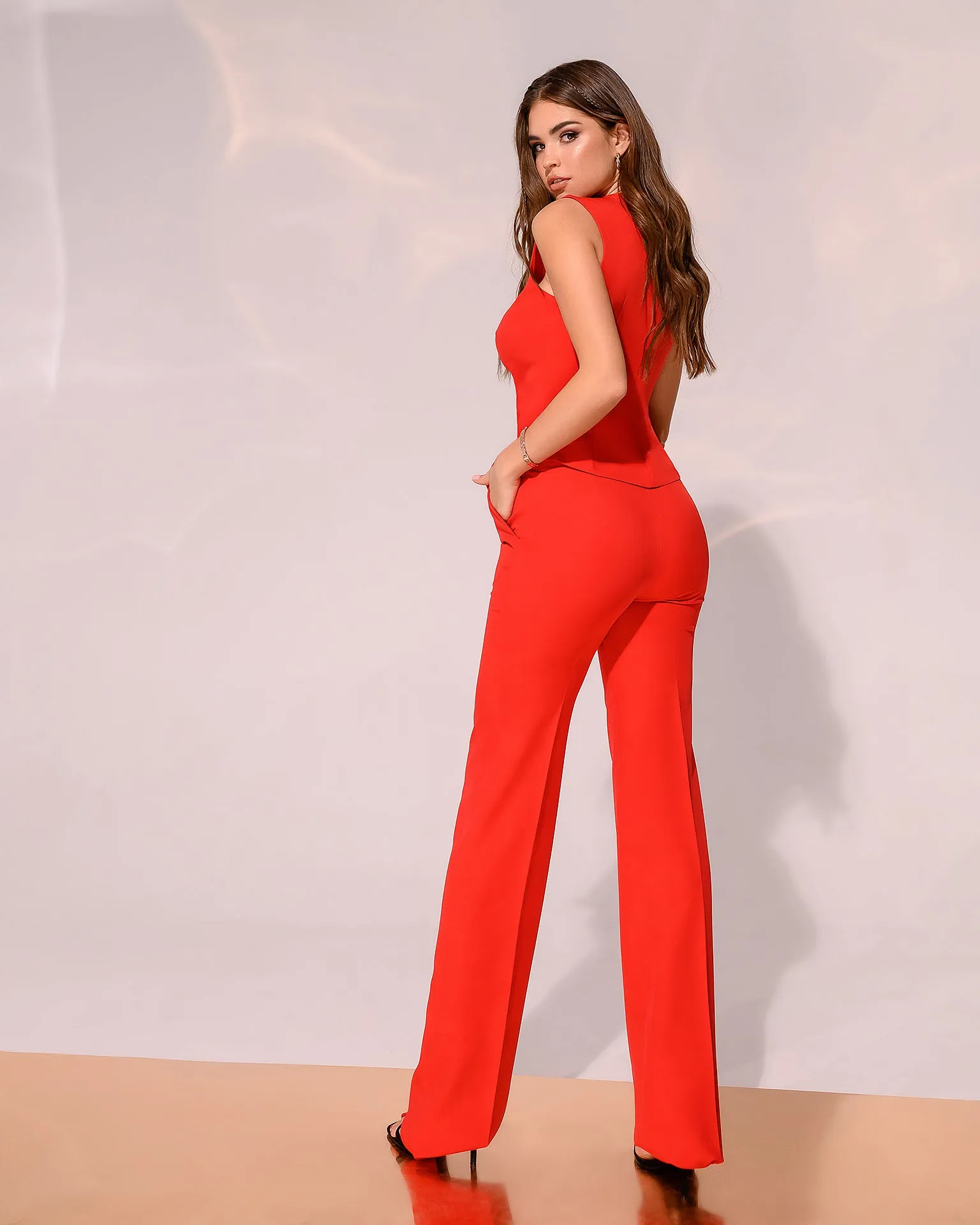 Red Regular-Fit 3-Piece Suit