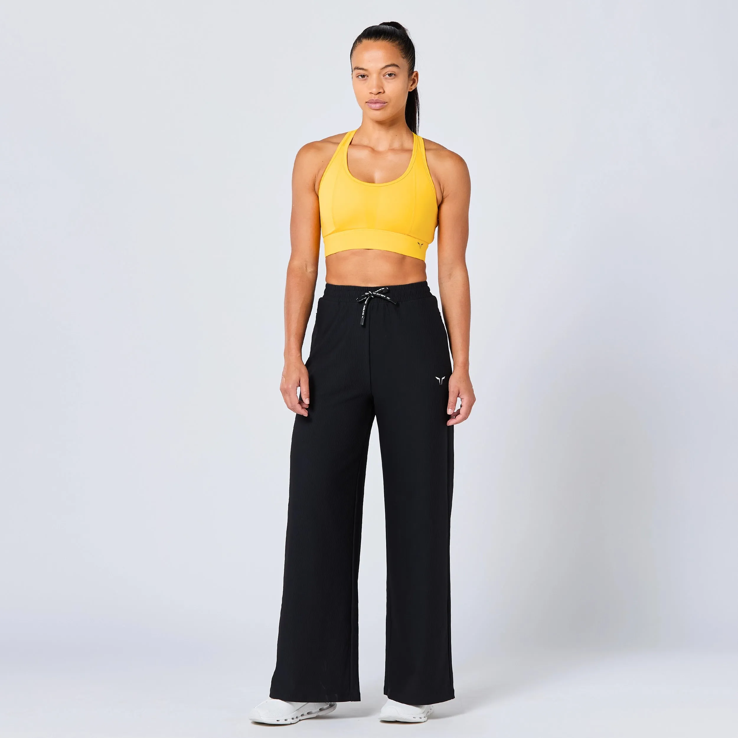 Ribbed Wide Leg Pants - Black